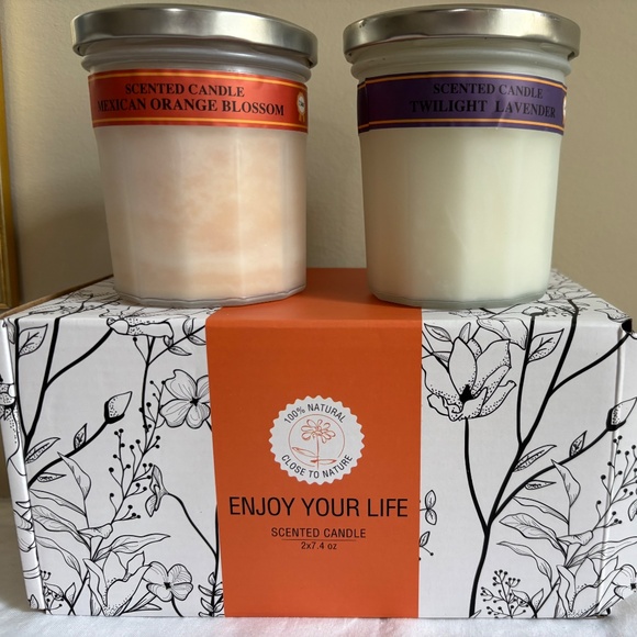 Enjoy Your Life Two Scented Candles, New in Box - Picture 1 of 4